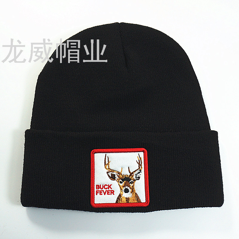 冬季保暖针织帽 创意点钻黑色简约纯色户外保暖帽详情10