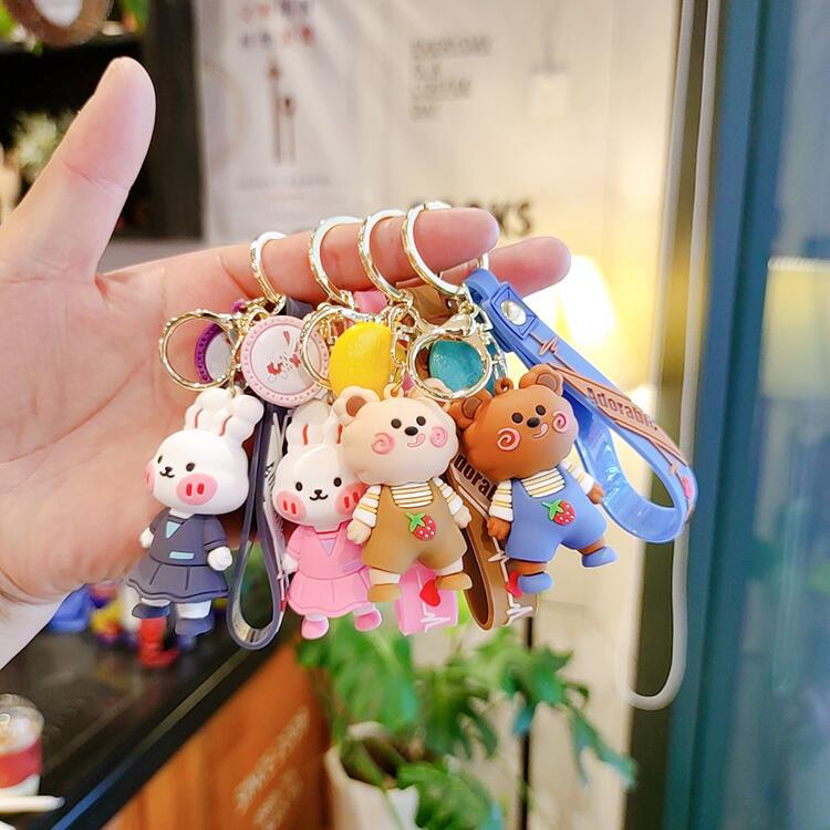 萌兔萌熊卡通公仔钥匙扣情侣包包挂件创意礼品赠品娃娃机商品批发