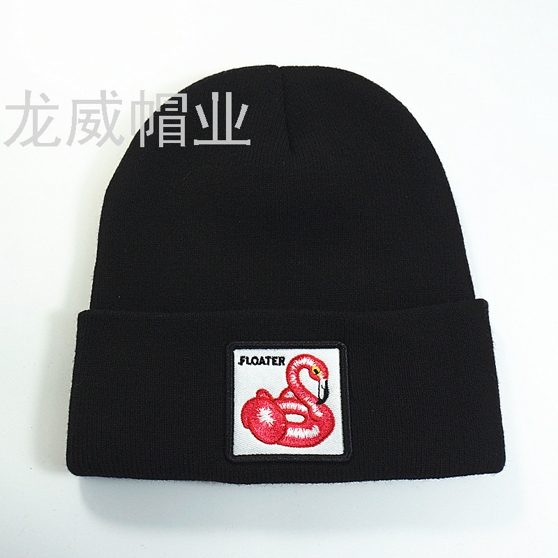 冬季保暖针织帽 创意点钻黑色简约纯色户外保暖帽详情9