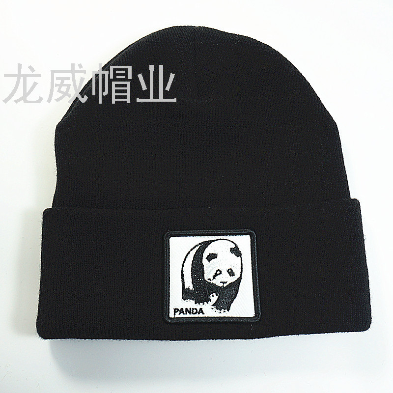 冬季保暖针织帽 创意点钻黑色简约纯色户外保暖帽详情8
