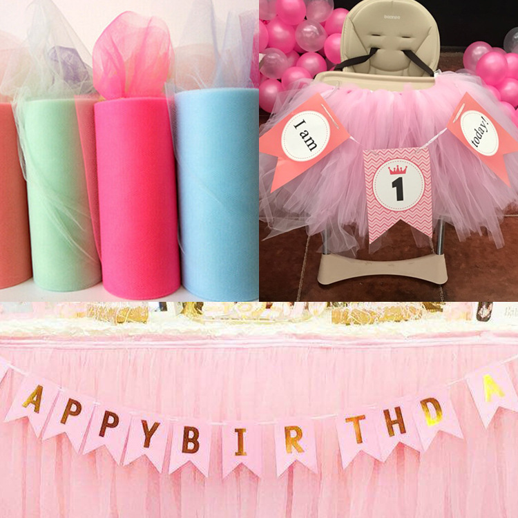 22米一卷 中硬桌椅网纱卷 婚礼派对桌裙装饰 tutu纱卷蓬蓬裙批发