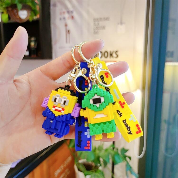 积木小人卡通公仔钥匙扣情侣包包挂件创意礼品赠品娃娃机商品批发