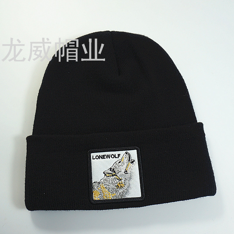 冬季保暖针织帽 创意点钻黑色简约纯色户外保暖帽详情5