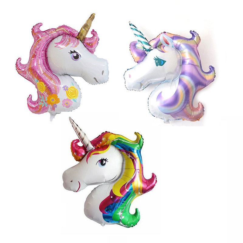 大号独角兽铝膜气球外贸新款独角兽铝膜气球儿童生日派对装饰气球