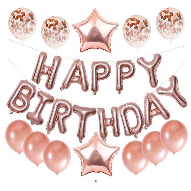跨境12寸亮片铝箔气球套装生日快乐派对装饰铝膜纸屑字母气球套餐