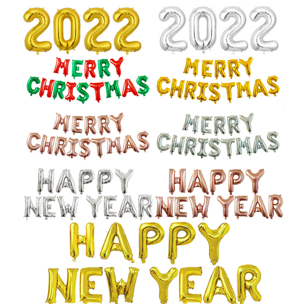 2022 Happy New Year 字母套装圣诞节派对跨年年会装饰用铝膜气球