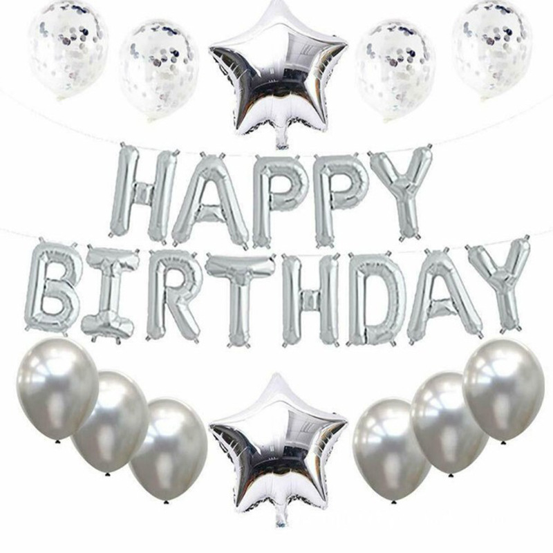 跨境12寸亮片铝箔气球套装生日快乐派对装饰铝膜纸屑字母气球套餐