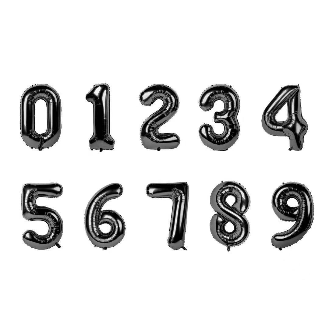 铝膜铝箔16英寸小号数字庆典装饰气球生日套装套餐派对玫瑰金黑色