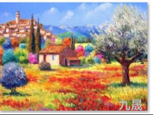 装饰画抽象轻奢花卉海景油画宾馆酒店民宿公寓工程配画现货来样