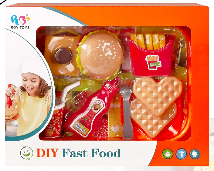 儿童过家家拼装汉堡套装盒装装快餐组合玩具