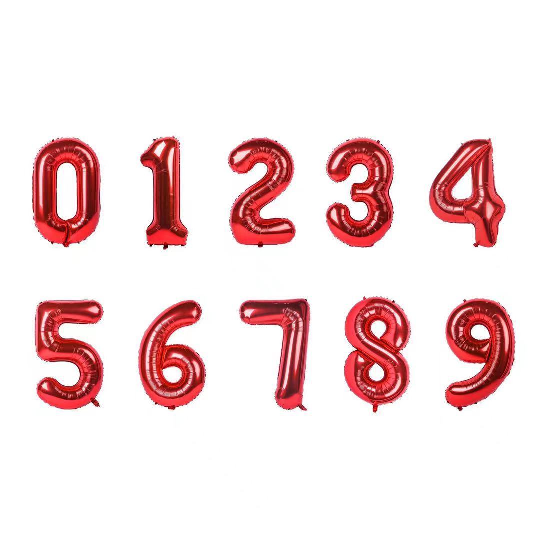 铝膜铝箔16英寸小号数字庆典装饰气球生日套装套餐派对玫瑰金黑色