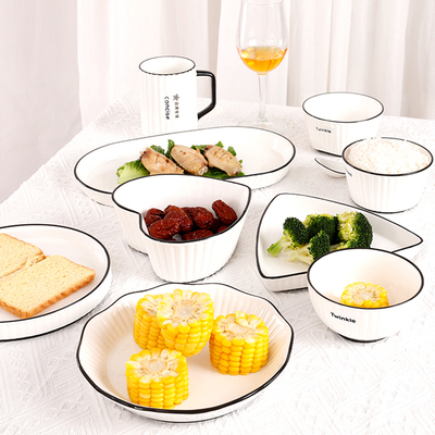 Household Bowl Plate Nordic Fresh Eternal City Bowl and Dish Set Tableware High-End Simple Gift
