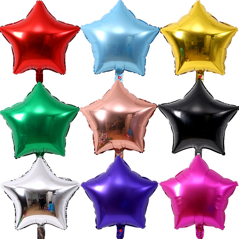 18寸五角星心形铝膜气球纯色星星气球生日店庆派对装饰
