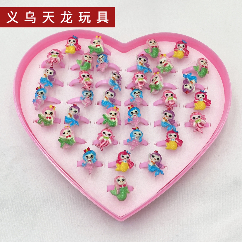 儿童卡通戒指幼儿园奖励礼物女孩公主指环亚克力塑料玩具厂家批发