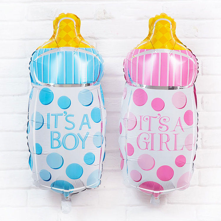 宝宝周岁100天生日装饰圆点奶瓶铝箔气球 儿童派对婚庆布置气球