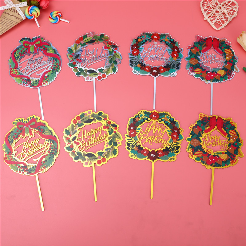 亚克力蛋糕装饰插牌 新款蛋糕插件彩印西班牙语蛋糕插排量大价优