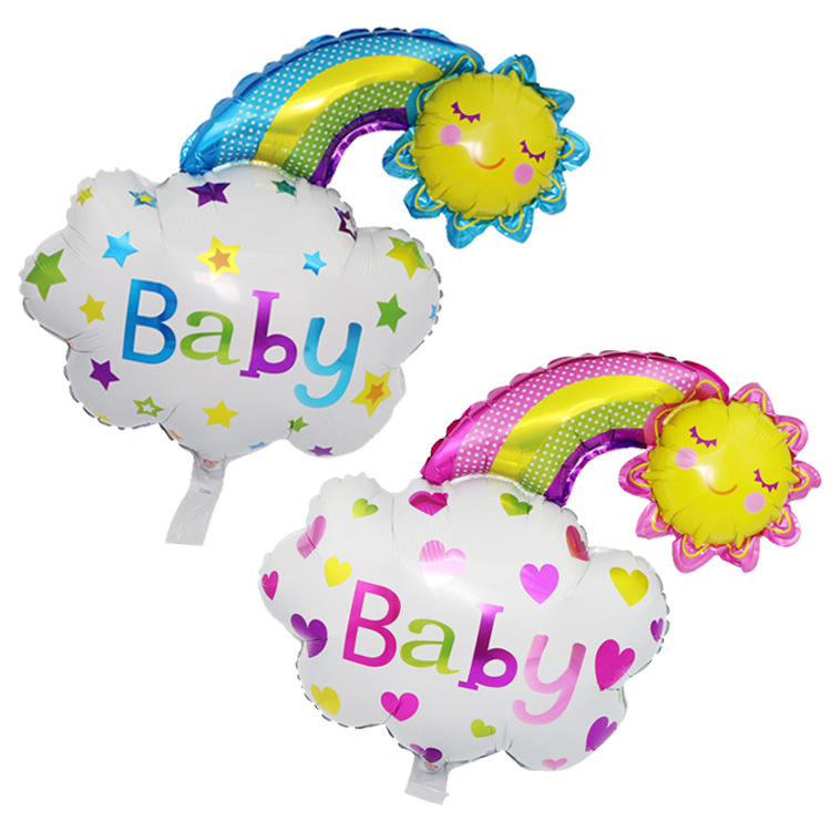 新款笑脸彩虹云朵铝膜气球 宝宝生日周岁装饰男孩女孩铝箔气球