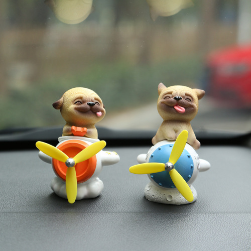 Novel Car Decoration Ride the Wind to Break a Wave Puppy Ride Airship Car Decoration Cartoon Doll Aromatherapy Vent Decorations