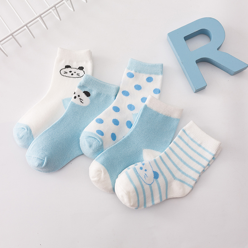 【五双装】秋冬新品婴儿袜可爱小动物图案宝宝袜子舒适儿童棉袜子