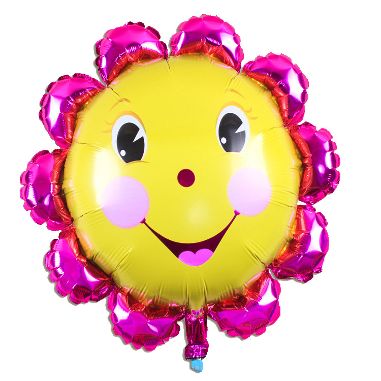 宝宝周岁生日派对笑脸铝膜气球 卡通太阳花铝箔气球现货批发