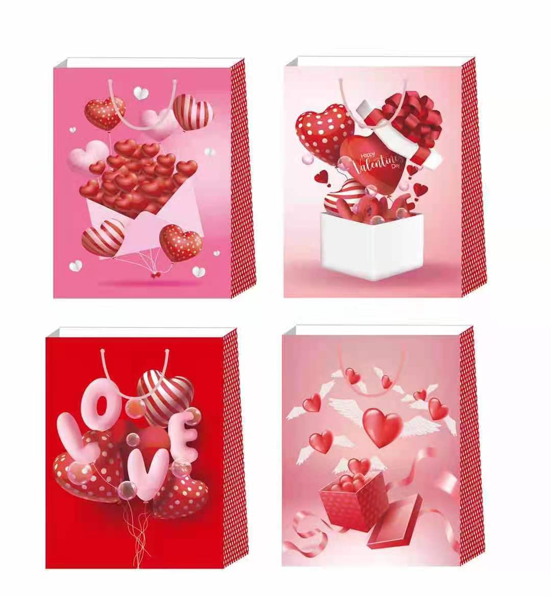 英语情人节 纸制大中小号 手提袋