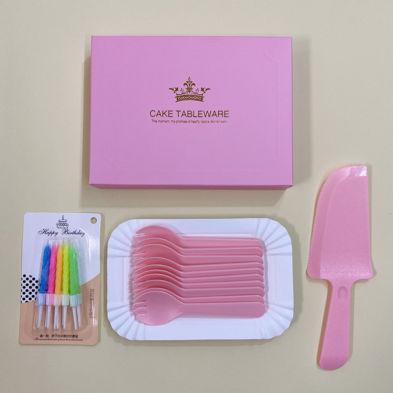一次性生日刀叉盘套装 蛋糕餐盘 蛋糕刀叉餐具礼盒装 一站批发
