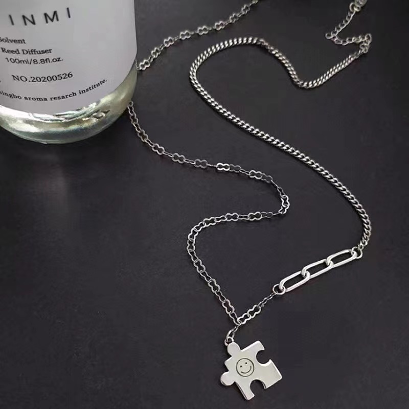 925银拼图小众做旧套链到货项链韩国东大门畅销款的元素