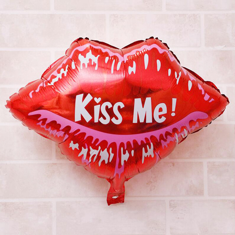 婚庆婚房装饰布置kiss me唇印铝箔气球 七夕情人节求婚布置气球