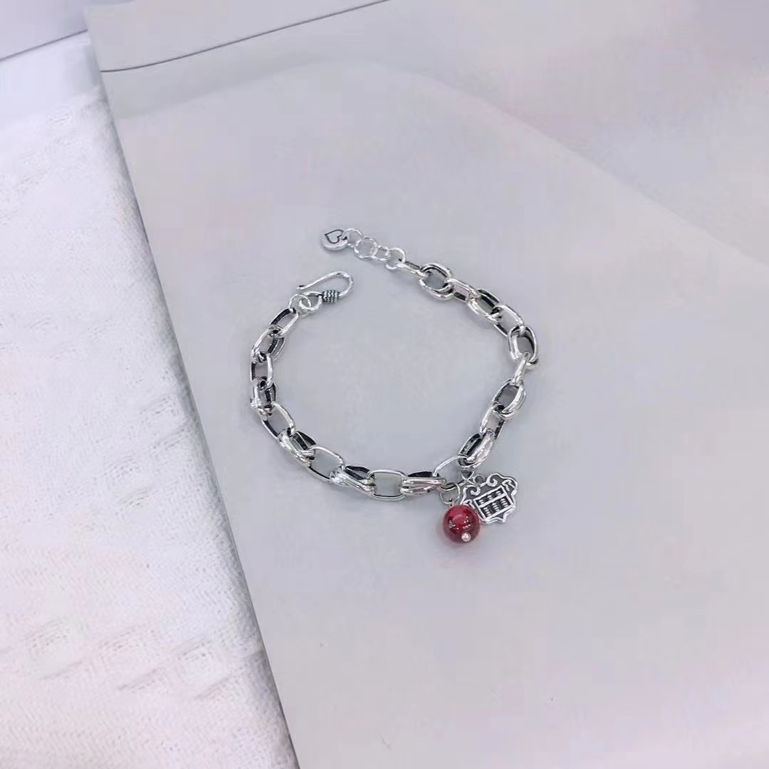 手链925银搭配红球如意转运手链小众设计牌原创设计