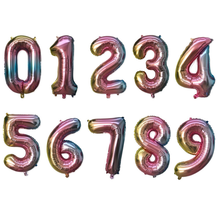 32寸渐变色数字铝箔气球 生日婚庆装饰大号数字铝膜气球