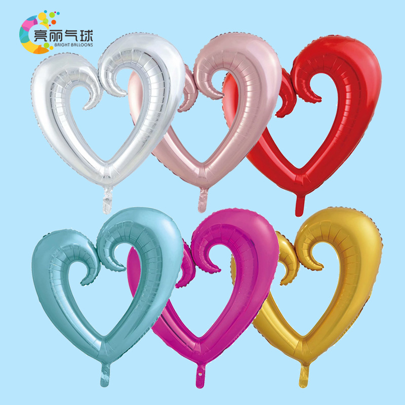 创意40寸大勾心婚庆背景装饰场景布置用品铝膜铝箔飘空气球批发