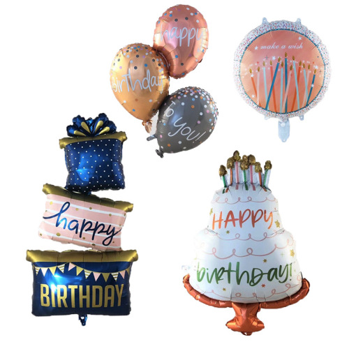 new large birthday candle cake aluminum film balloon children‘s party gift box decoration supplies aluminum foil balloon