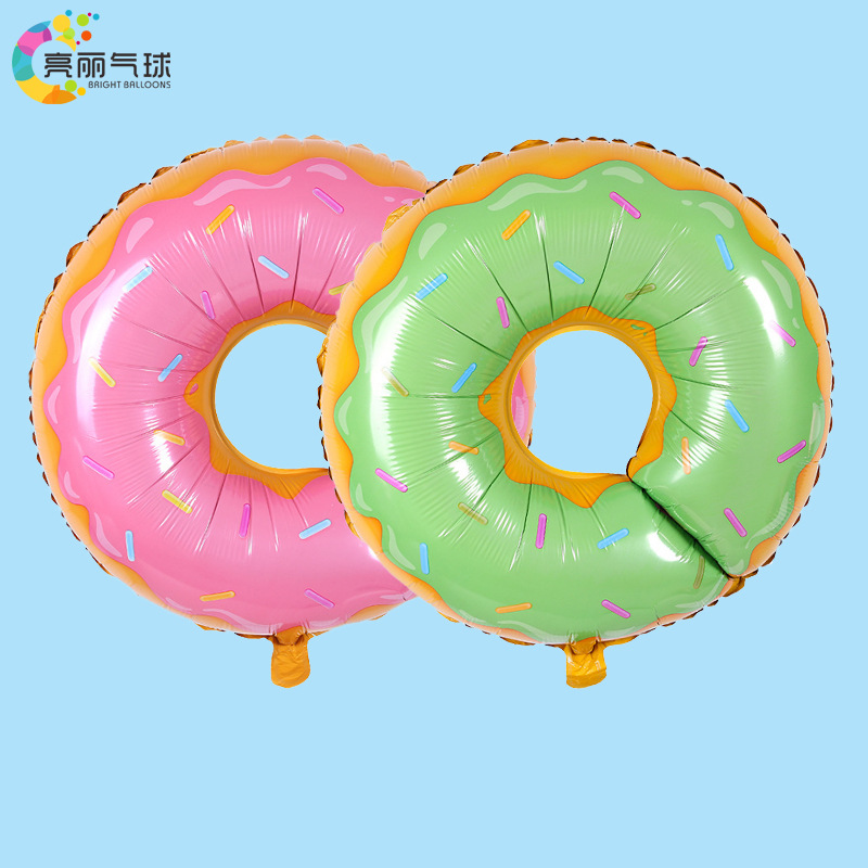 新款甜甜圈造型生日派对背景装饰场景布置品铝膜铝箔飘空气球批发
