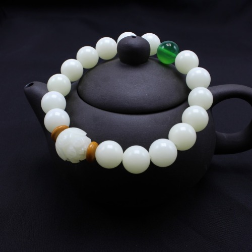 10mm natural white jade bodhi root bracelet with bodhi root lotus wenwan single circle bracelet