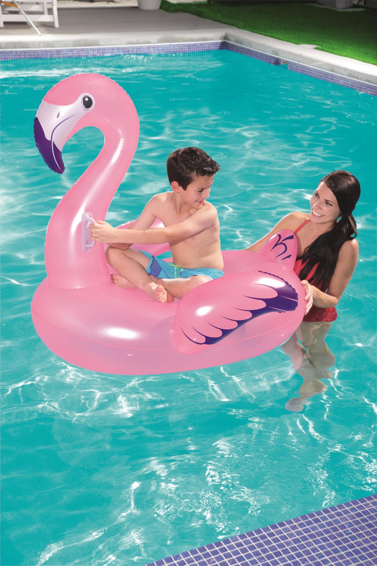 Bestway 41122 儿童火烈鸟坐骑 大型水上动物手柄坐骑