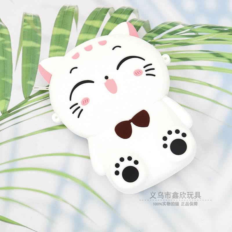 2021百搭新款卡通可爱猫咪硅胶单肩包男女包迷你斜跨包网红零钱包