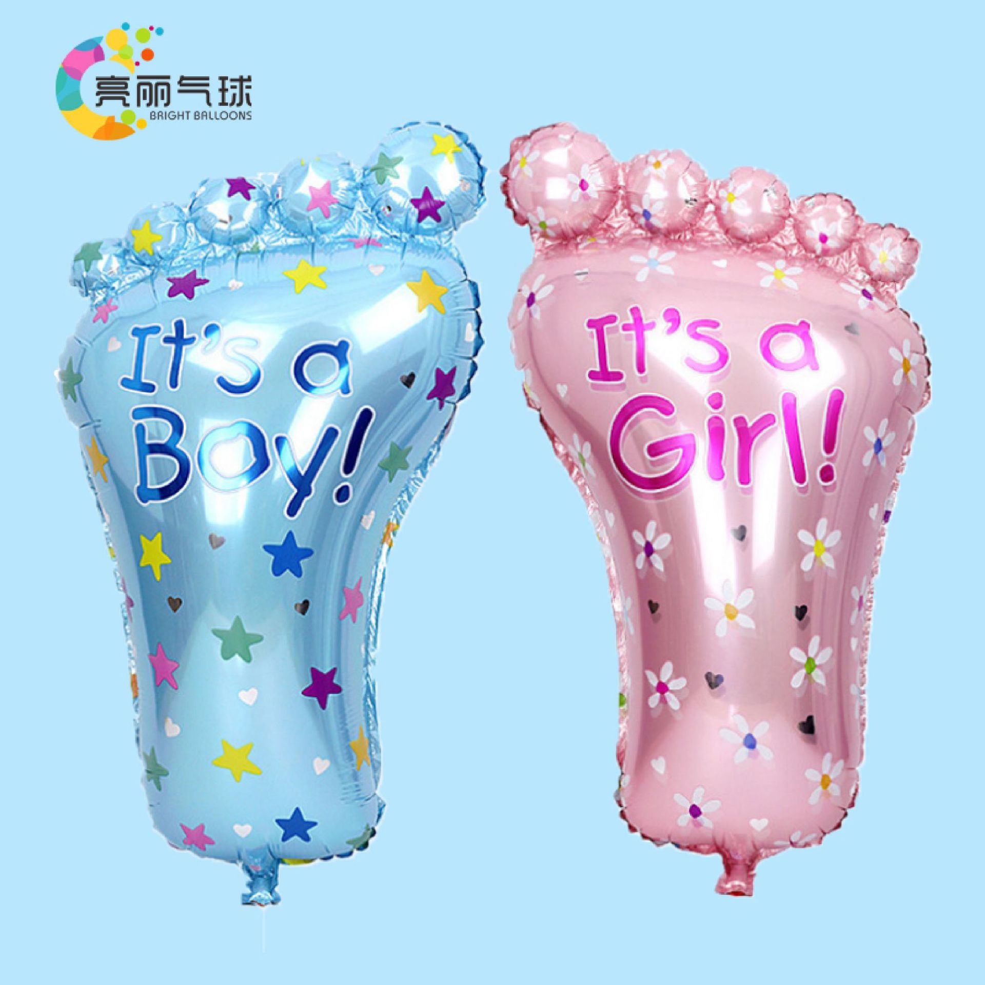 卡通创意宝宝男孩女孩百天生日场景布置装饰脚丫铝箔铝膜飘空气球