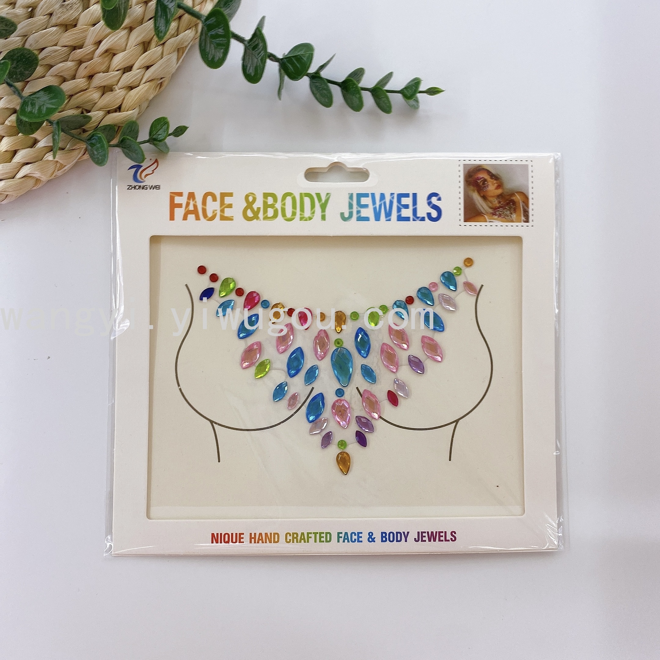 跨境新奇胸贴钻 亚克力胸部乳贴钻水晶派对万圣节身体贴 贴纸钻贴