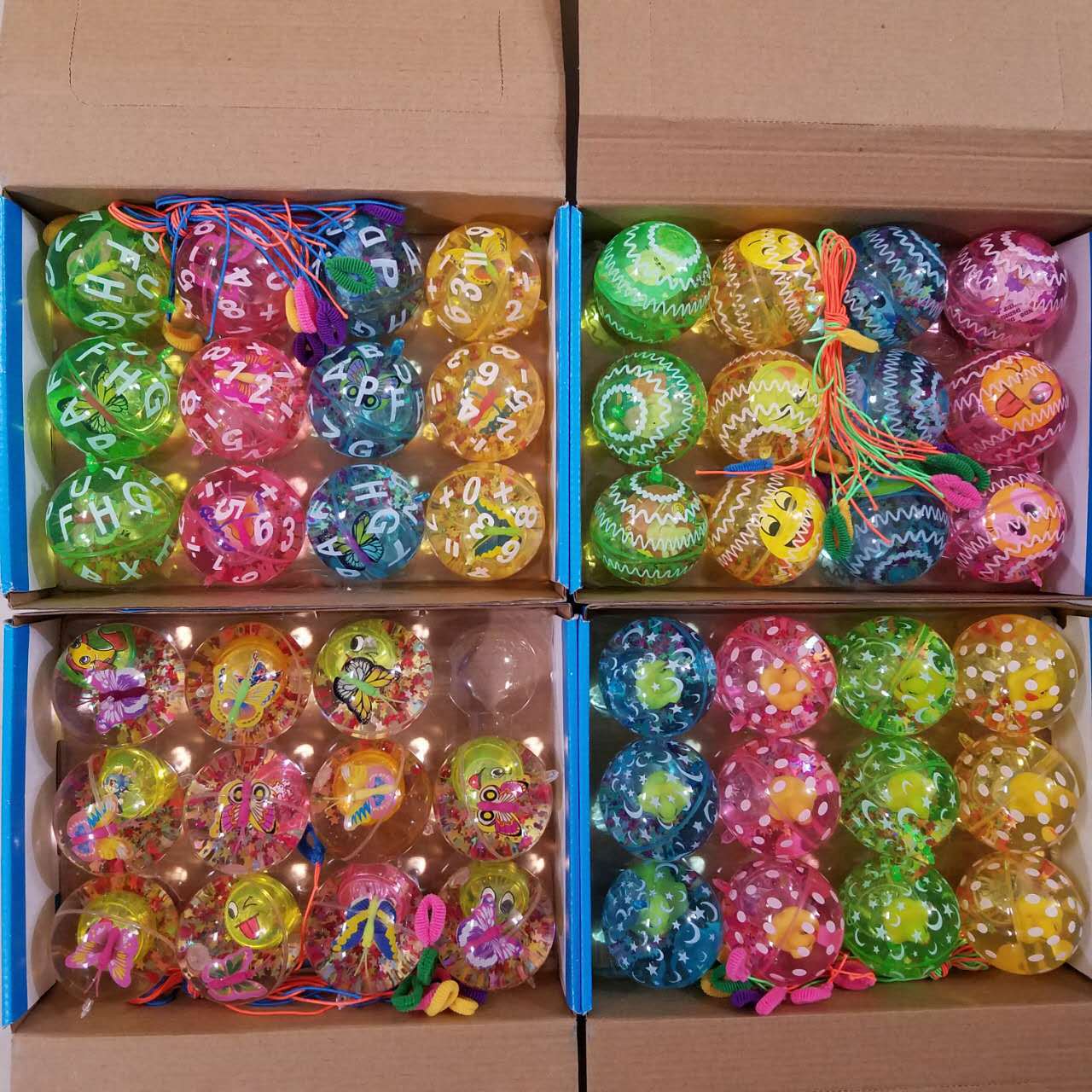 直径6.5CM水晶弹力球 闪光带鱼发光水球 卡通跳跳球 儿童玩具批发