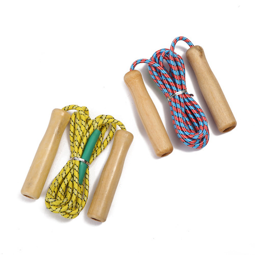 factory wholesale high school entrance examination cotton rope skipping training band plastic cover sporting goods wooden handle fitness skipping rope