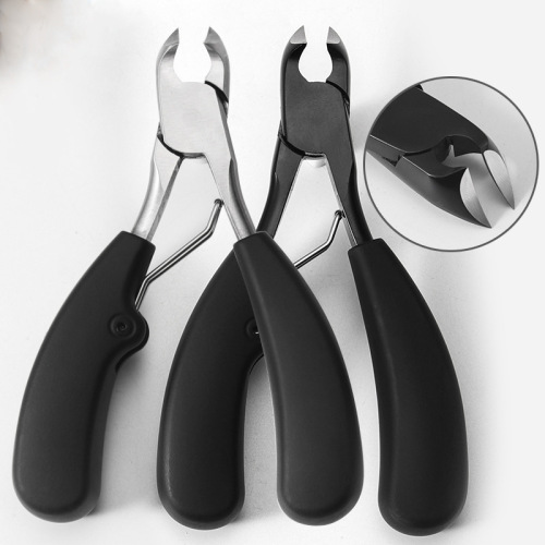 high-end single fork horn pliers stainless steel rubber and plastic handle nail groove toe nail black embedded nail pliers