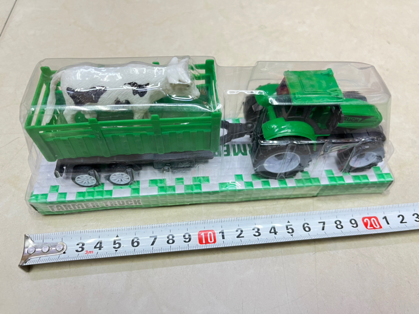 新款回力工程车玩具农夫车拖动物P罩