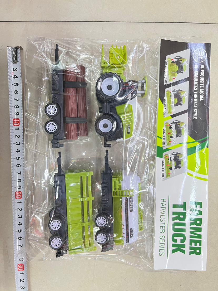 新款儿童工程车回力收割机套装拖车PVC袋包装