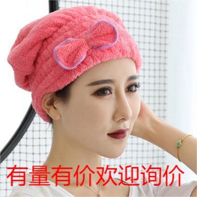 High Density Korean Coral Velvet Hair-Drying Cap Thick Bow Double-Sided Coral Fleece Princess Hat Long Velvet Shower Cap