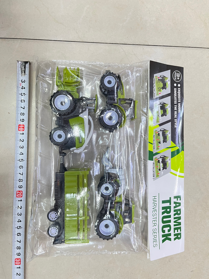 新款儿童工程车回力收割机PVC袋包装