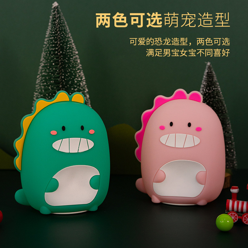 创意小夜灯可爱卡通彩虹呆萌龙夜灯硅胶夜灯USB充电感应灯拍拍灯