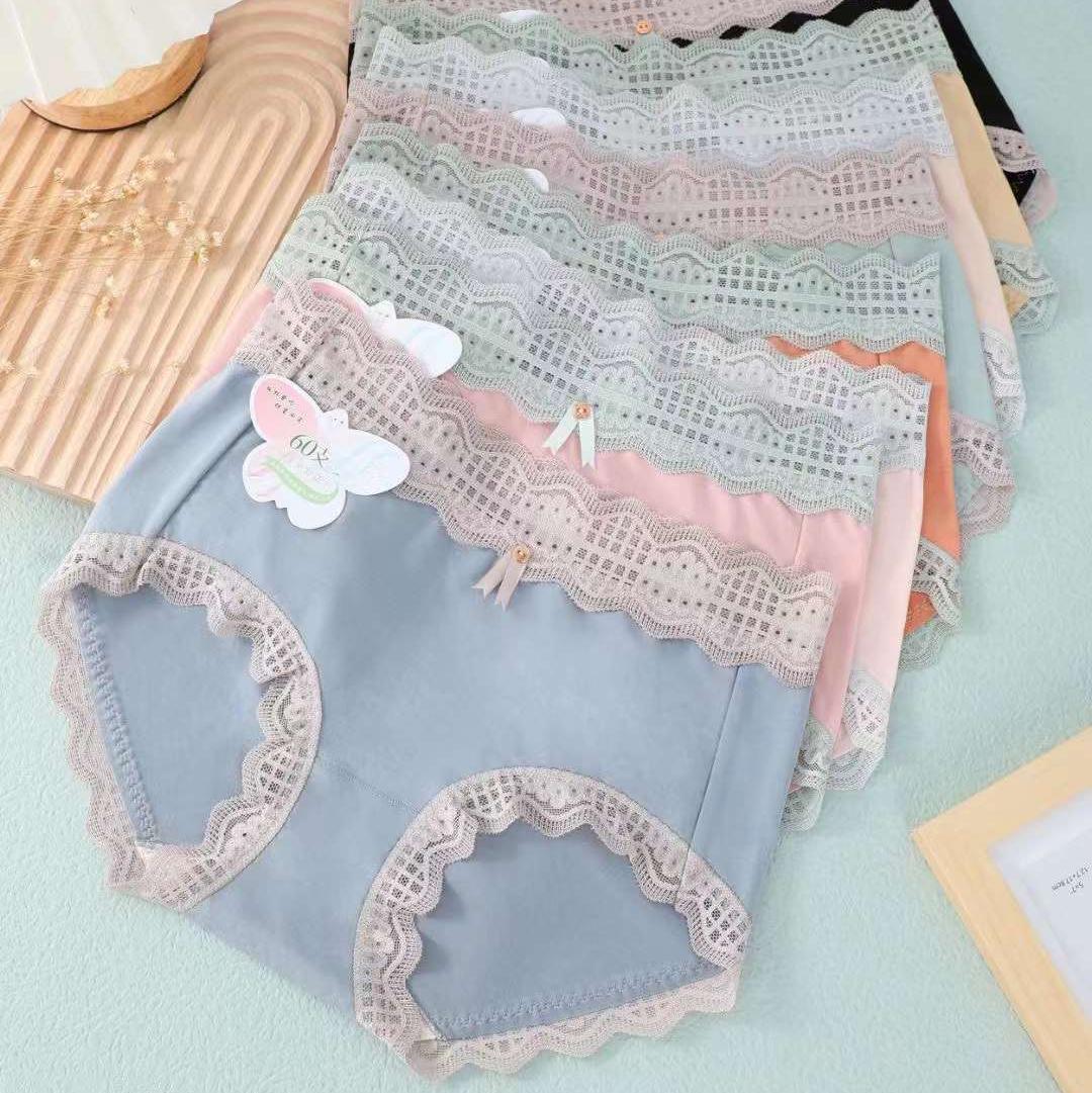 60支木莱尔超高颜值搭配性感柔软蕾丝 艾草纤维内裆女式内裤