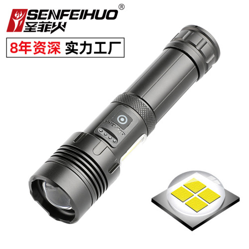 Outdoor Emergency Led Power Torch USB Charging Zoom Multifunctional Sidelight Output P70 High Power Flashlight