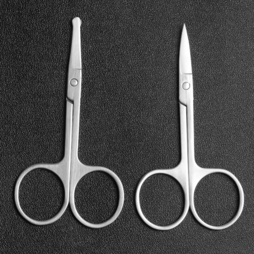 Wholesale Stainless Steel Eyebrow Clippers round Head Scissors Safety Eyebrow Clippers Beard Scissors Nose Clippers