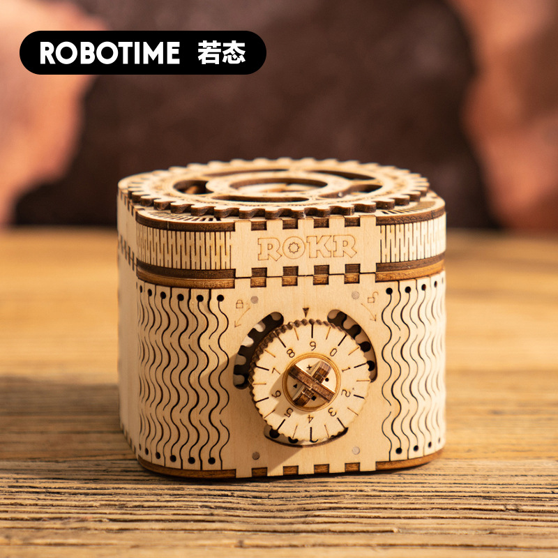 若态Robotime木质拼图玩具3D益智拼装密码盒DIY礼物厂家直销